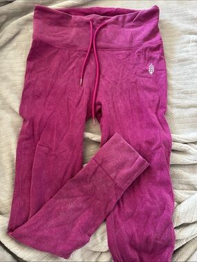 Free People Magenta Knit Jogger Leggings with Drawstring